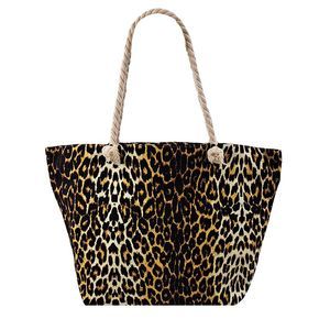 Exotic Leopard Print Beach Tote Bag With Rope Handles
